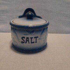 RARE Antique Stoneware Saltbox with Lid by Western Stoneware Company